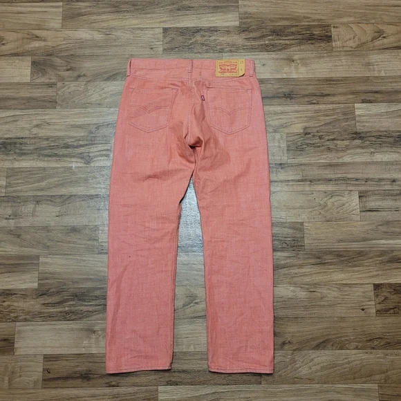 Levi's 501 Slim Fit Selvedge Jeans White Oak Cone Denim Men's Size W34 L32